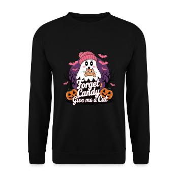 Halloween Cat Forget Candy Give Me A Cat - Unisex Sweatshirt - black - Front - Alina (178cm) & Michal (187cm)