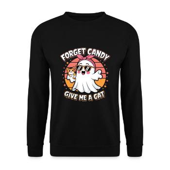 Halloween Cat Forget Candy Give Me A Cat - Unisex Sweatshirt - black - Front - Alina (178cm) & Michal (187cm)