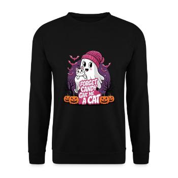 Halloween Cat Forget Candy Give Me A Cat - Unisex Sweatshirt - black - Front - Alina (178cm) & Michal (187cm)
