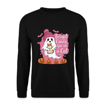 Halloween Cat Forget Candy Give Me A Cat - Unisex Sweatshirt - black - Front - Alina (178cm) & Michal (187cm)