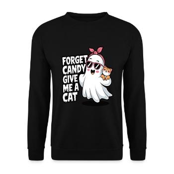 Halloween Cat Forget Candy Give Me A Cat - Unisex Sweatshirt - black - Front - Alina (178cm) & Michal (187cm)