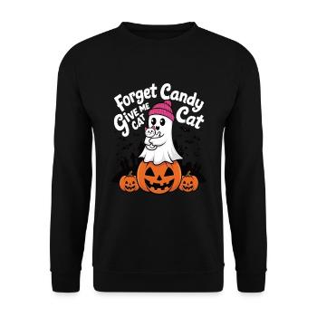Halloween Cat Forget Candy Give Me A Cat - Unisex Sweatshirt - black - Front - Alina (178cm) & Michal (187cm)