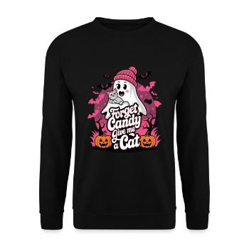 Halloween Cat Forget Candy Give Me A Cat - Unisex Sweatshirt - black - Front - Alina (178cm) & Michal (187cm)