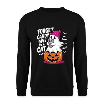 Halloween Cat Forget Candy Give Me A Cat - Unisex Sweatshirt - black - Front - Alina (178cm) & Michal (187cm)