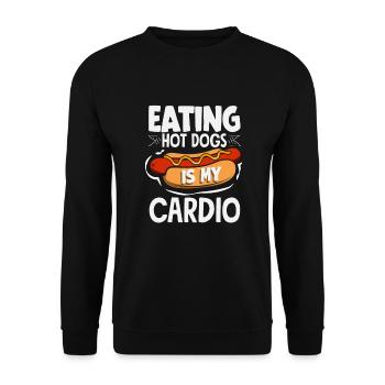 Hot Dog Love : la nourriture est mon plaisir cardio - Sweat-shirt Unisexe - noir - Devant - Alina (178cm) & Michal (187cm)