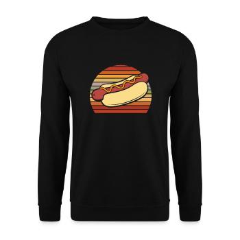 Vintage Hot Dog Retro Stripe Design - Sweat-shirt Unisexe - noir - Devant - Alina (178cm) & Michal (187cm)