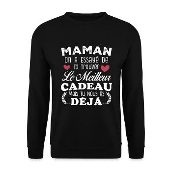 Mama, wir haben versucht, das beste Geschenk für dich zu finden - Unisex Pullover - Schwarz - Vorne - Alina (178cm) & Michal (187cm)
