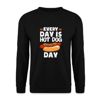 Every day is hot dog day fun - Unisex Sweatshirt - black - Front - Alina (178cm) & Michal (187cm)