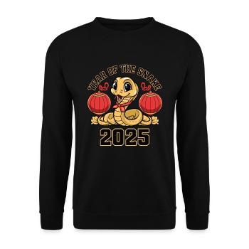 Chinesisches Jahr 2025 Jahr der Schlange - Unisex Pullover - Schwarz - Vorne - Alina (178cm) & Michal (187cm)