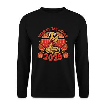 Chinesisches Jahr 2025 Jahr der Schlange - Unisex Pullover - Schwarz - Vorne - Alina (178cm) & Michal (187cm)