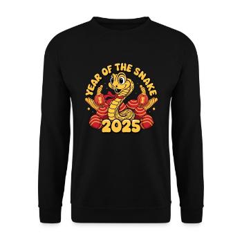 Chinesisches Jahr 2025 Jahr der Schlange - Unisex Pullover - Schwarz - Vorne - Alina (178cm) & Michal (187cm)