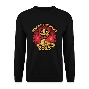Chinesisches Jahr 2025 Jahr der Schlange - Unisex Pullover - Schwarz - Vorne - Alina (178cm) & Michal (187cm)