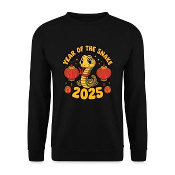 Chinesisches Jahr 2025 Jahr der Schlange - Unisex Pullover - Schwarz - Vorne - Alina (178cm) & Michal (187cm)