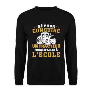 Born to drive a tractor forced to go to the eco - Unisex Sweatshirt - black - Front - Alina (178cm) & Michal (187cm)