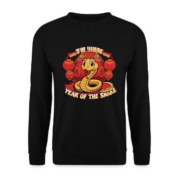 Année Chinoise 2025 Année du Serpent - Sweat-shirt Unisexe - noir - Devant - Alina (178cm) & Michal (187cm)