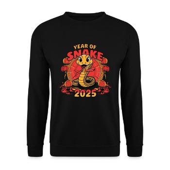 Chinesisches Jahr 2025 Jahr der Schlange - Unisex Pullover - Schwarz - Vorne - Alina (178cm) & Michal (187cm)
