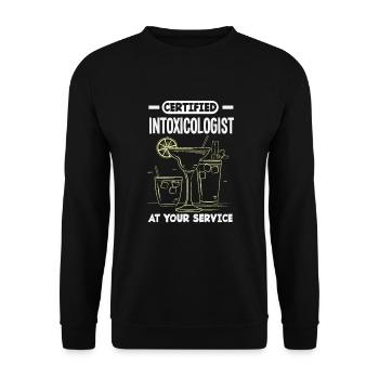 Lustiger Barkeeper Spruch Barkeeper Geschenk - Unisex Pullover - Schwarz - Vorne - Alina (178cm) & Michal (187cm)