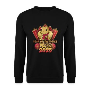 Chinesisches Jahr 2025 Jahr der Schlange - Unisex Pullover - Schwarz - Vorne - Alina (178cm) & Michal (187cm)
