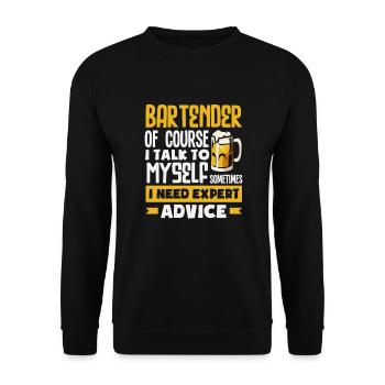 Lustiger Barkeeper Spruch Barkeeper Geschenk - Unisex Pullover - Schwarz - Vorne - Alina (178cm) & Michal (187cm)