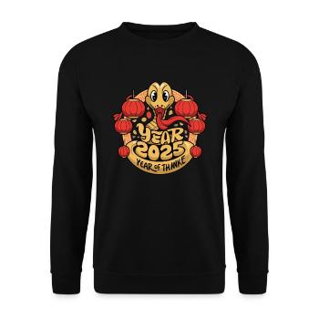 Chinesisches Jahr 2025 Jahr der Schlange - Unisex Pullover - Schwarz - Vorne - Alina (178cm) & Michal (187cm)