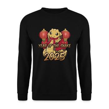 Chinesisches Jahr 2025 Jahr der Schlange - Unisex Pullover - Schwarz - Vorne - Alina (178cm) & Michal (187cm)
