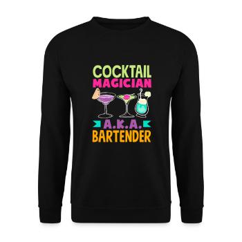 Lustiger Barkeeper Spruch Barkeeper Geschenk - Unisex Pullover - Schwarz - Vorne - Alina (178cm) & Michal (187cm)