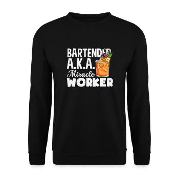 Lustiger Barkeeper Spruch Barkeeper Geschenk - Unisex Pullover - Schwarz - Vorne - Alina (178cm) & Michal (187cm)