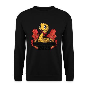 Chinesisches Jahr 2025 Jahr der Schlange - Unisex Pullover - Schwarz - Vorne - Alina (178cm) & Michal (187cm)
