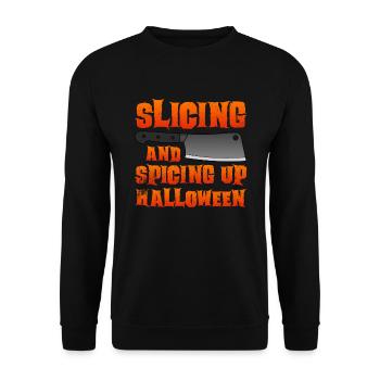 Halloween Butcher Halloween Butcher - Unisex Sweatshirt - black - Front - Alina (178cm) & Michal (187cm)