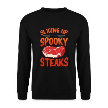 Halloween Butcher Halloween Butcher - Unisex Sweatshirt - black - Front - Alina (178cm) & Michal (187cm)