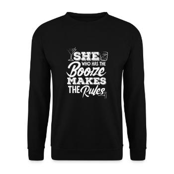 Lustiger Barkeeper Spruch Barkeeper Geschenk - Unisex Pullover - Schwarz - Vorne - Alina (178cm) & Michal (187cm)