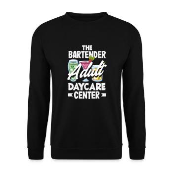 Lustiger Barkeeper Spruch Barkeeper Geschenk - Unisex Pullover - Schwarz - Vorne - Alina (178cm) & Michal (187cm)