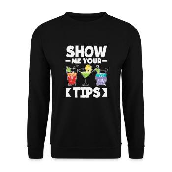 Lustiger Barkeeper Spruch Barkeeper Geschenk - Unisex Pullover - Schwarz - Vorne - Alina (178cm) & Michal (187cm)