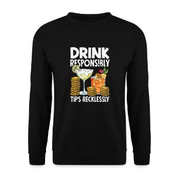 Lustiger Barkeeper Spruch Barkeeper Geschenk - Unisex Pullover - Schwarz - Vorne - Alina (178cm) & Michal (187cm)