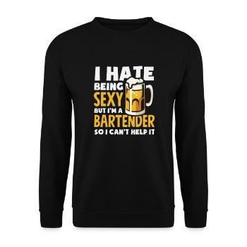 Lustiger Barkeeper Spruch Barkeeper Geschenk - Unisex Pullover - Schwarz - Vorne - Alina (178cm) & Michal (187cm)