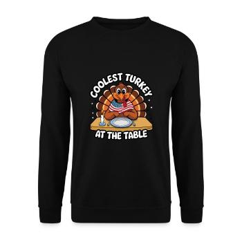 Lustiger Thanksgiving Truthahn - Unisex Pullover - Schwarz - Vorne - Alina (178cm) & Michal (187cm)