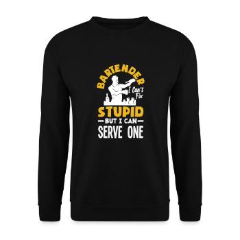 Lustiger Barkeeper Spruch Barkeeper Geschenk - Unisex Pullover - Schwarz - Vorne - Alina (178cm) & Michal (187cm)