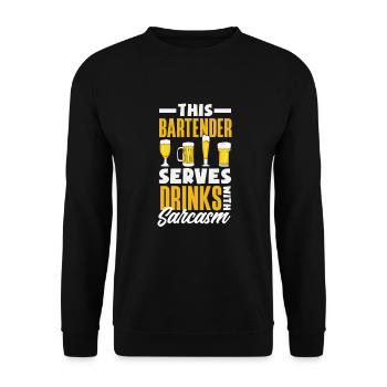 Lustiger Barkeeper Spruch Barkeeper Geschenk - Unisex Pullover - Schwarz - Vorne - Alina (178cm) & Michal (187cm)