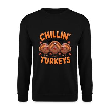 Lustiger Thanksgiving Truthahn - Unisex Pullover - Schwarz - Vorne - Alina (178cm) & Michal (187cm)
