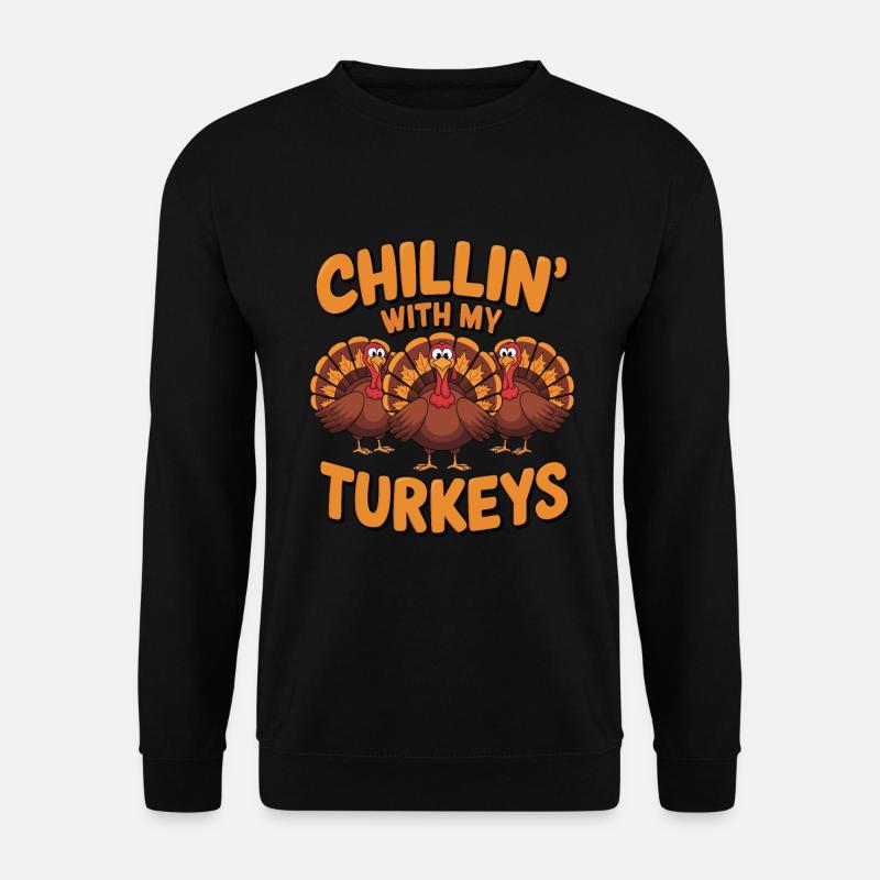 Lustiger Thanksgiving Truthahn - Unisex Pullover - Schwarz