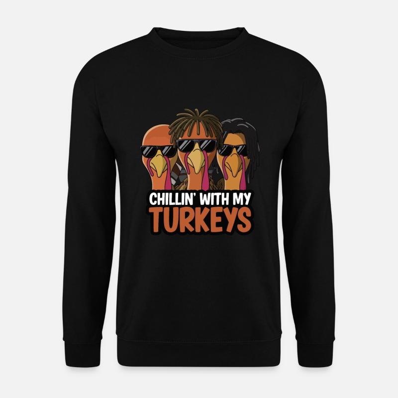 Lustiger Thanksgiving Truthahn - Unisex Pullover - Schwarz
