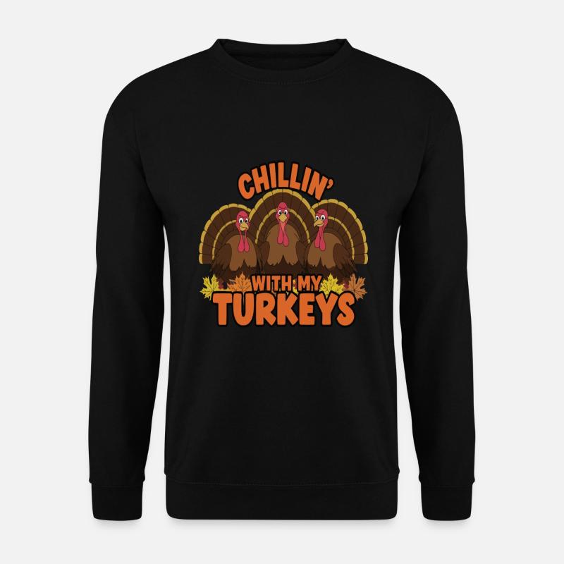 Lustiger Thanksgiving Truthahn - Unisex Pullover - Schwarz