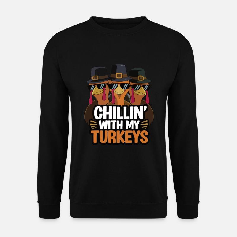 Lustiger Thanksgiving Truthahn - Unisex Pullover - Schwarz