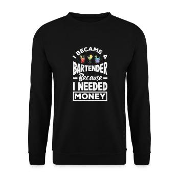 Lustiger Barkeeper Spruch Barkeeper Geschenk - Unisex Pullover - Schwarz - Vorne - Alina (178cm) & Michal (187cm)