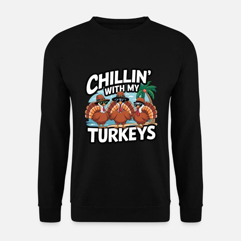 Lustiger Thanksgiving Truthahn - Unisex Pullover - Schwarz