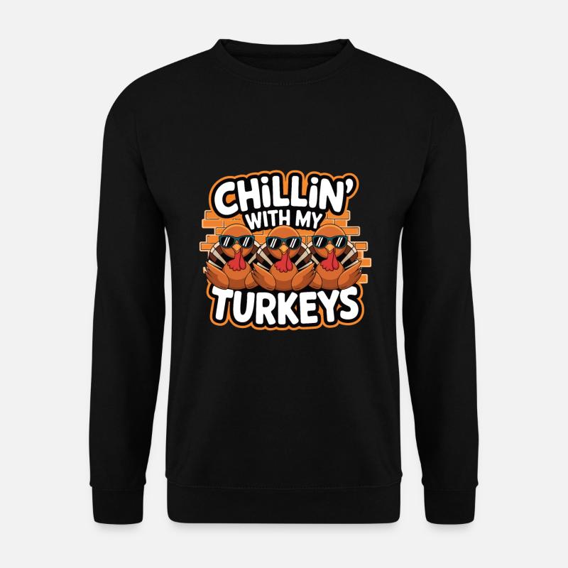 Lustiger Thanksgiving Truthahn - Unisex Pullover - Schwarz