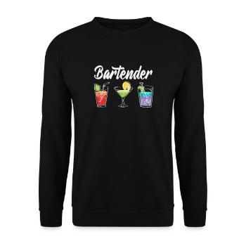 Lustiger Barkeeper Spruch Barkeeper Geschenk - Unisex Pullover - Schwarz - Vorne - Alina (178cm) & Michal (187cm)