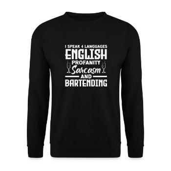 Lustiger Barkeeper Spruch Barkeeper Geschenk - Unisex Pullover - Schwarz - Vorne - Alina (178cm) & Michal (187cm)
