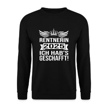 Pension 2025 Pensionärin 2025 Rente 2025 - Unisex Pullover - Schwarz - Vorne - Alina (178cm) & Michal (187cm)