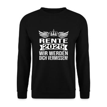 Pension 2025 Pensionärin 2025 Rente 2025 - Unisex Pullover - Schwarz - Vorne - Alina (178cm) & Michal (187cm)